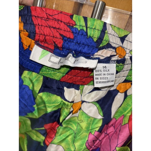 CHAUS Women Pants Wide Leg Silk Pocket Elastic Waist NEW Floral Print 14 Vintage - Picture 6 of 8